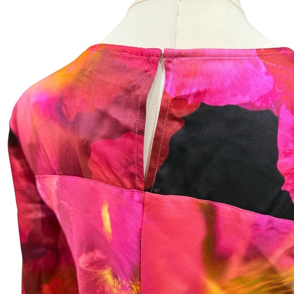 Johnny Was Small Flared Sleeve Bias Cut Silk Floral Midi Dress NWT $445 Ruby - Picture 9 of 12